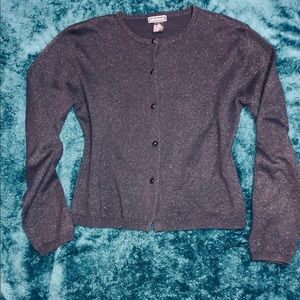 Black sweater with silver glitter.  Size